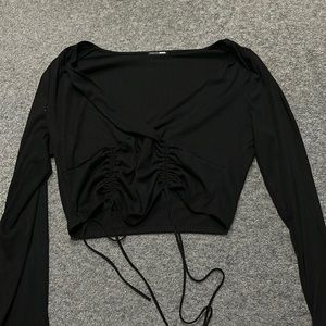 Fashion Nova black cropped long sleeve top